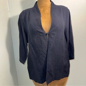 NWT $109 Nurture For Dillards Navy Cardigan- kimono Linen Cotton, Sz L BOHO​